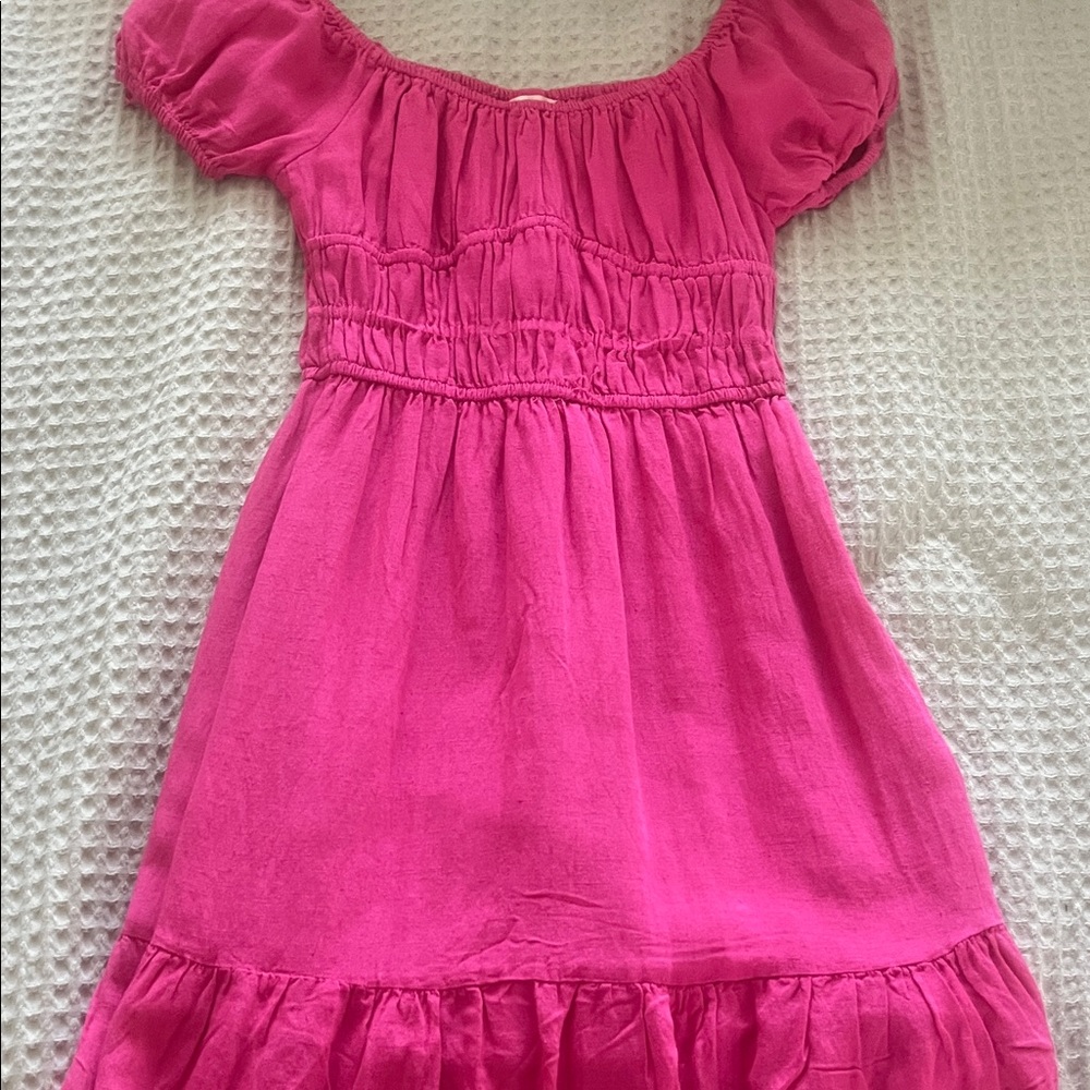 Pink Ruffled Tiered Off-the-Shoulder Sundress